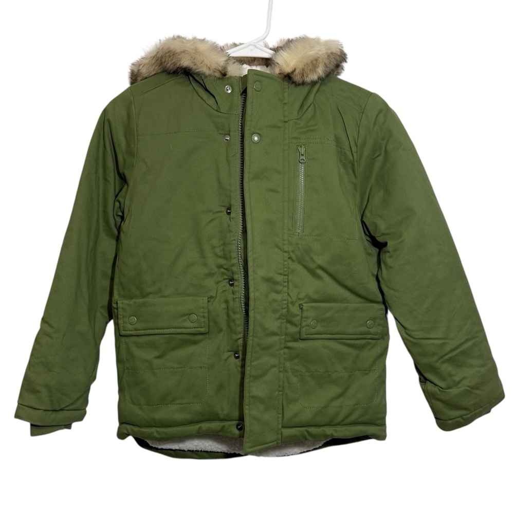 Gymboree Olive Green Sherpa Lined Parka Jacket - Boys Size 10 *Never Worn*